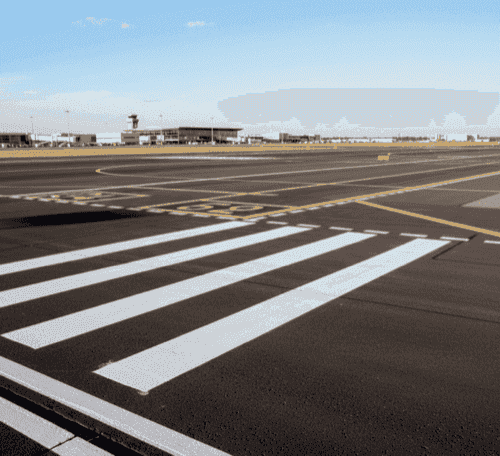 Cold plastic road marking at airports