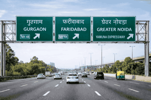 Retro Reflective Gantry Signage - Best Hot Thermoplastic Paint Manufacturers in Hyderabad India | YNM Safety Premium Road Safety Products | Cold Plastic Paint & Metal Beam Crash Barriers Telangana