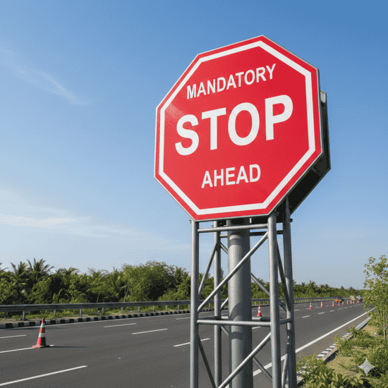 Mandatory Sign Board (Octagonal) - Best Hot Thermoplastic Paint Manufacturers in Hyderabad India | YNM Safety Premium Road Safety Products | Cold Plastic Paint & Metal Beam Crash Barriers Telangana